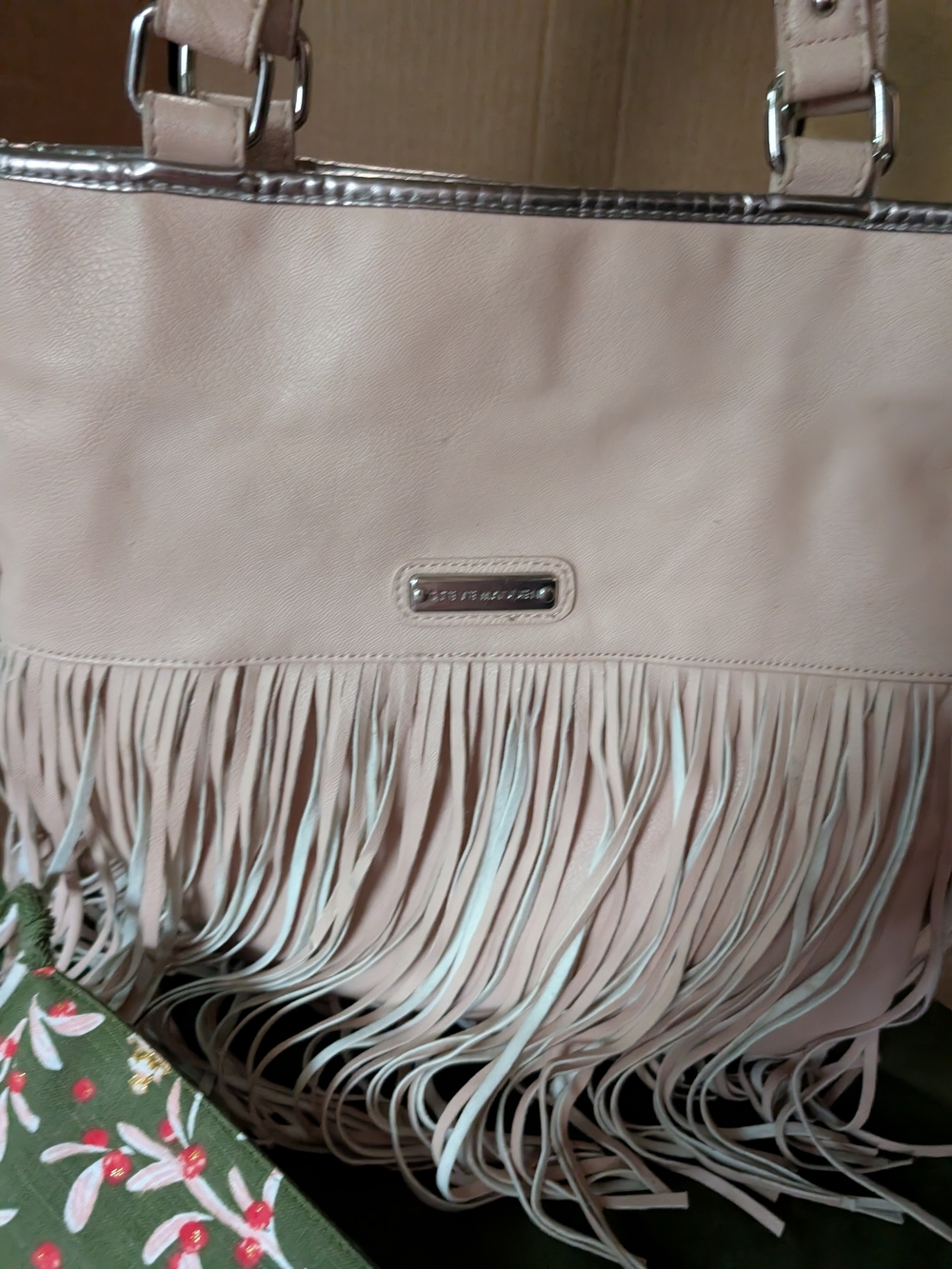 Steve Madden Blush Fringe Tote with Trim